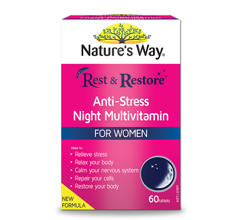 Bổ sung Vitamin phục hồi ban đêm - Nature's Way Rest & Restore Night MultiVitamin For Women 60 viên